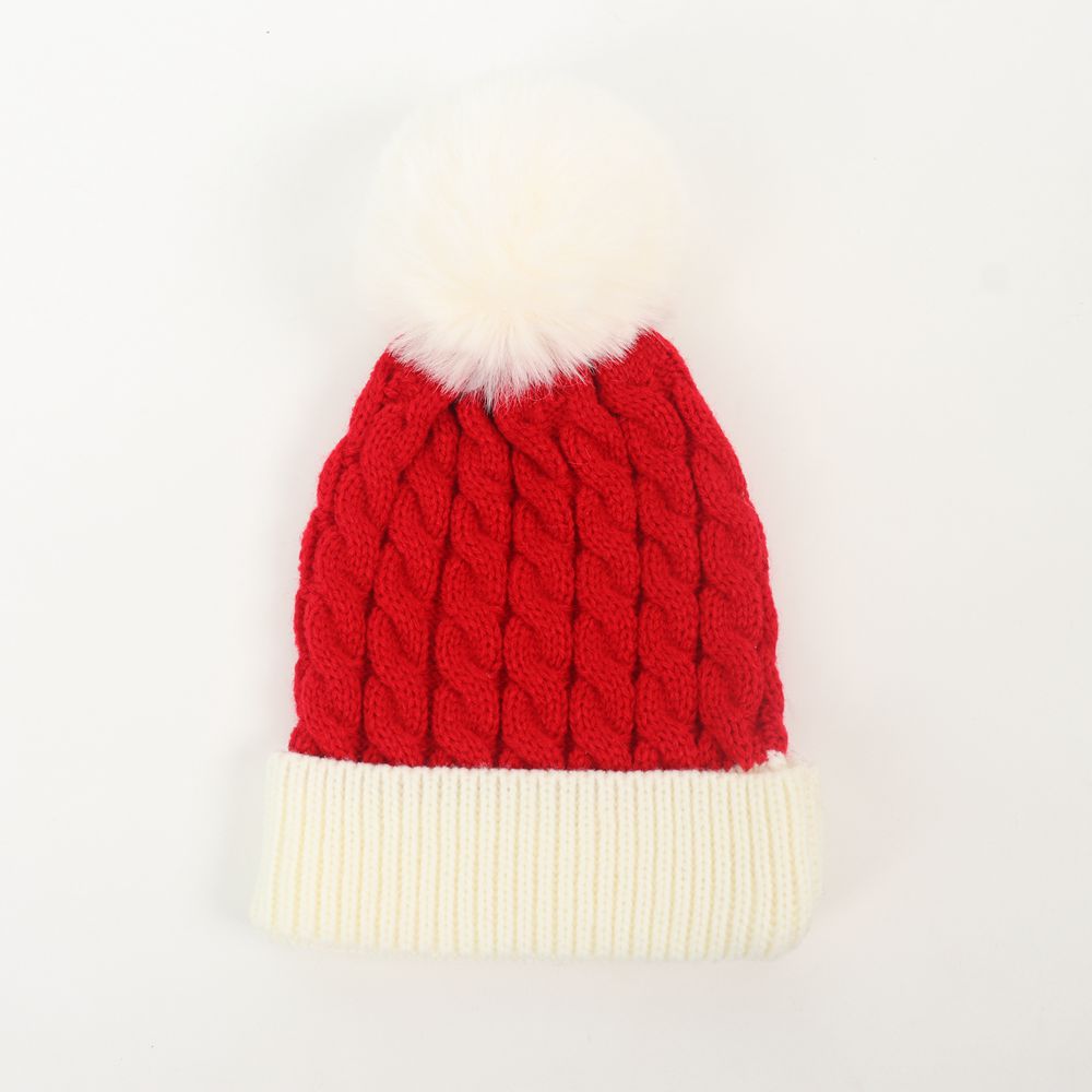 Parent-child Christmas warm knitted hat cable beanie