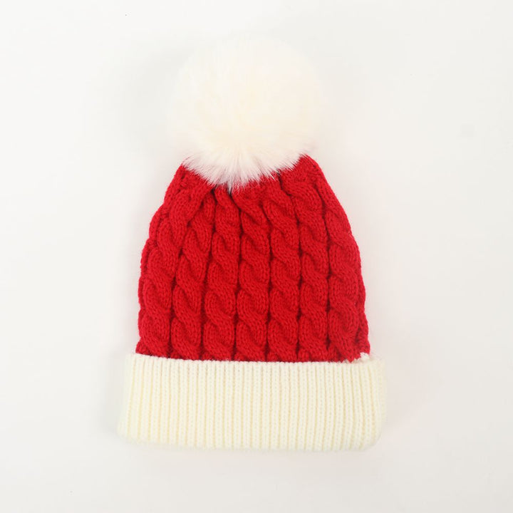Parent-child Christmas warm knitted hat cable beanie