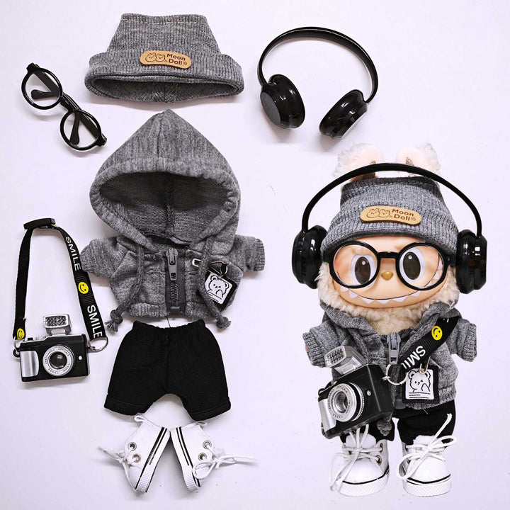 Gray sweatshirt hoodie 7pcs set for dolls