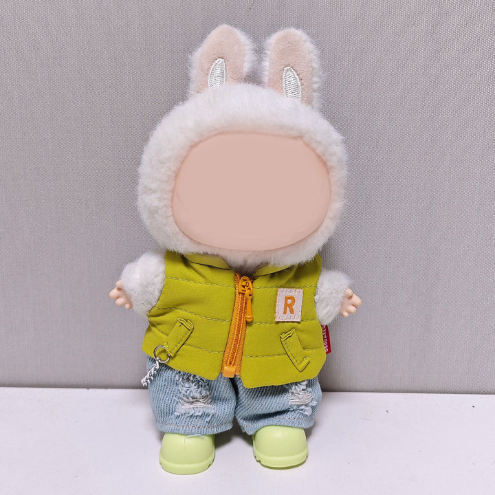 17cm dolls Down vest&jeans set doll clothes