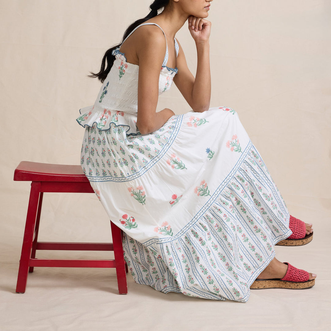 Boho Floral Ruffled Spaghetti Strap Swing dress