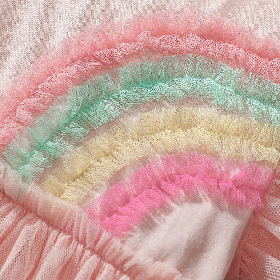 Girls Rainbow mesh princess dress