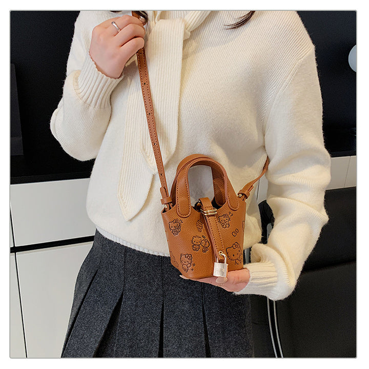 Girls Mini Bucket bag with Cute Kitten Print