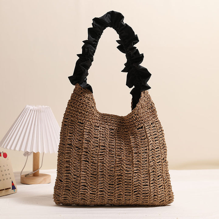 Fungus lace straw bag seaside holiday beach bag
