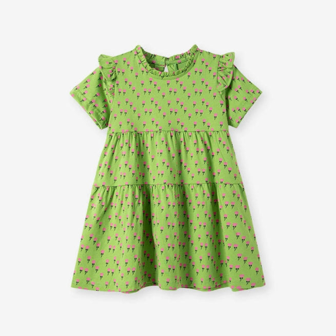 Girls Tulip Print Short Sleeve Dress