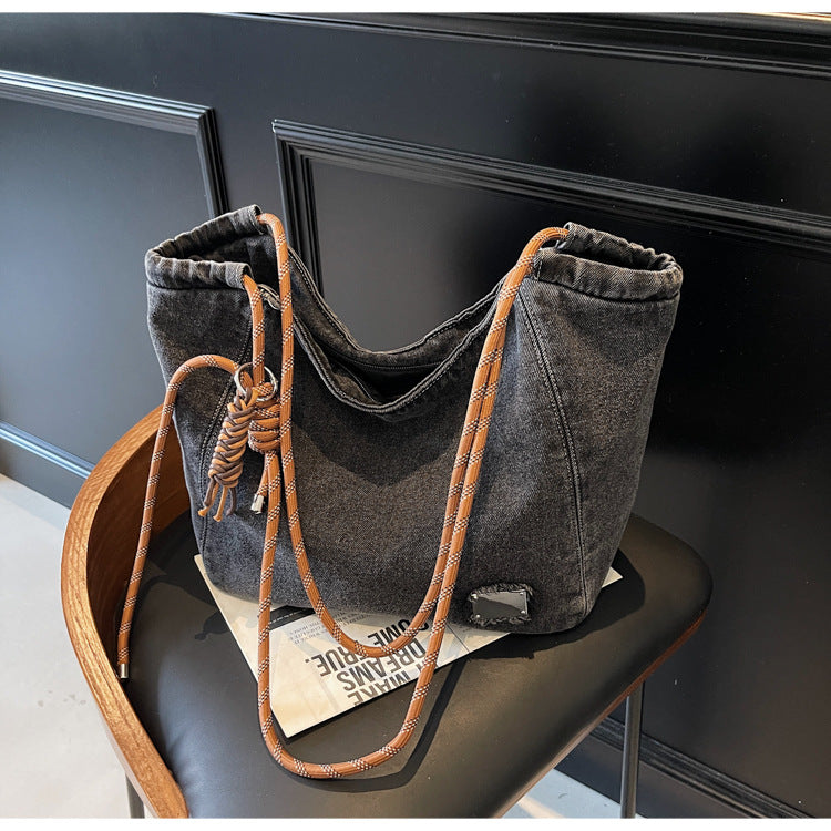 Large capacity denim tote bag shoulder bag