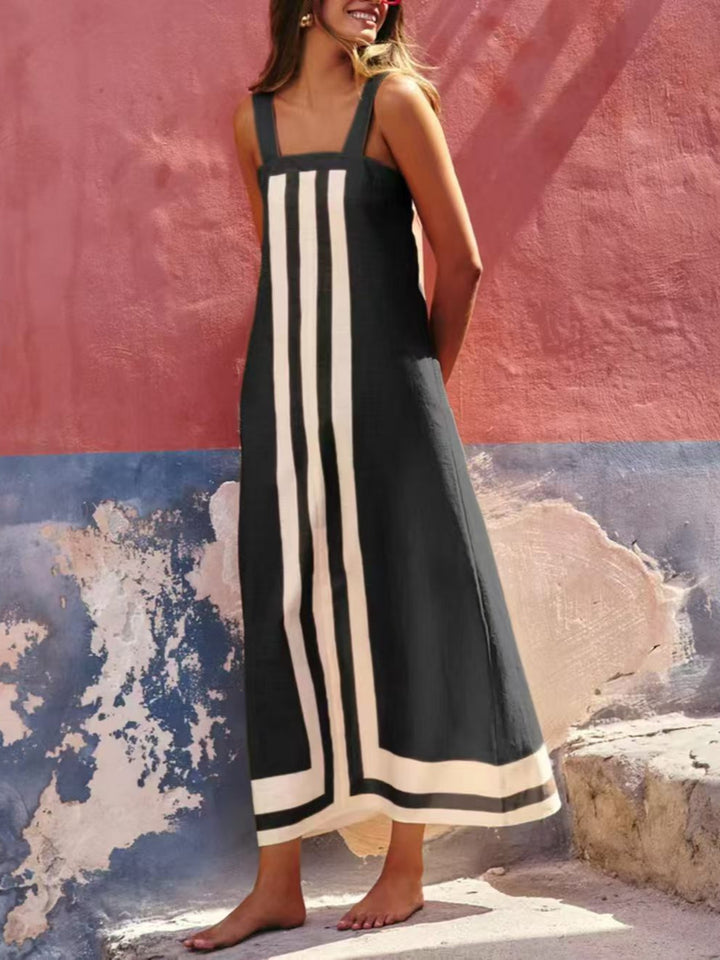 Color Block Square Neck Dress for vacation