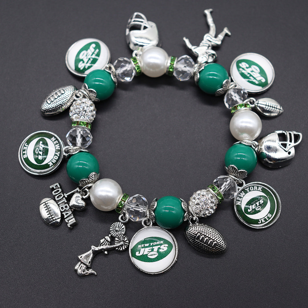 Football Game Day Alloy pendant beaded bracelets