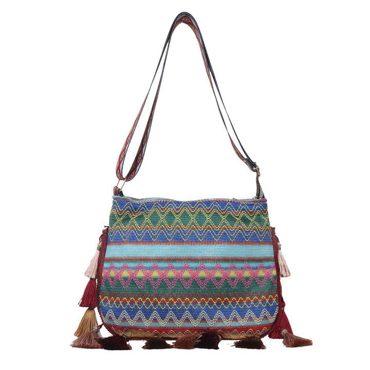 Ethnic style tassel small square bag Boho bag