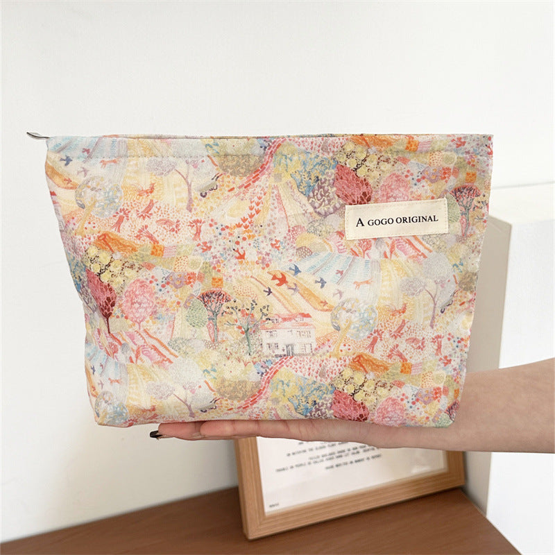 Oil painting printed cosmetic bag portable travel storage bag