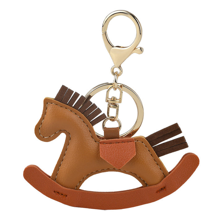 Childhood wooden horse keychain Rocking Horse pendant