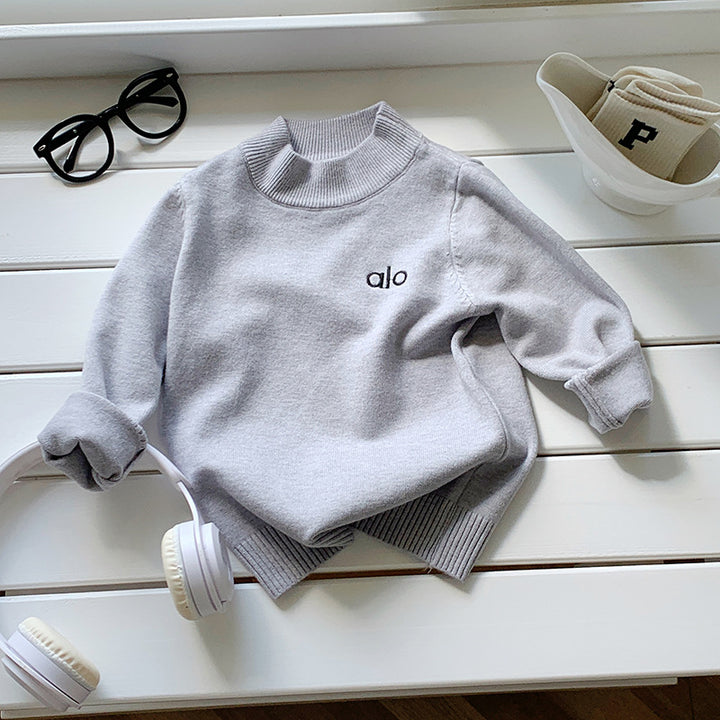 Boys' half turtleneck knitted pullover sweater