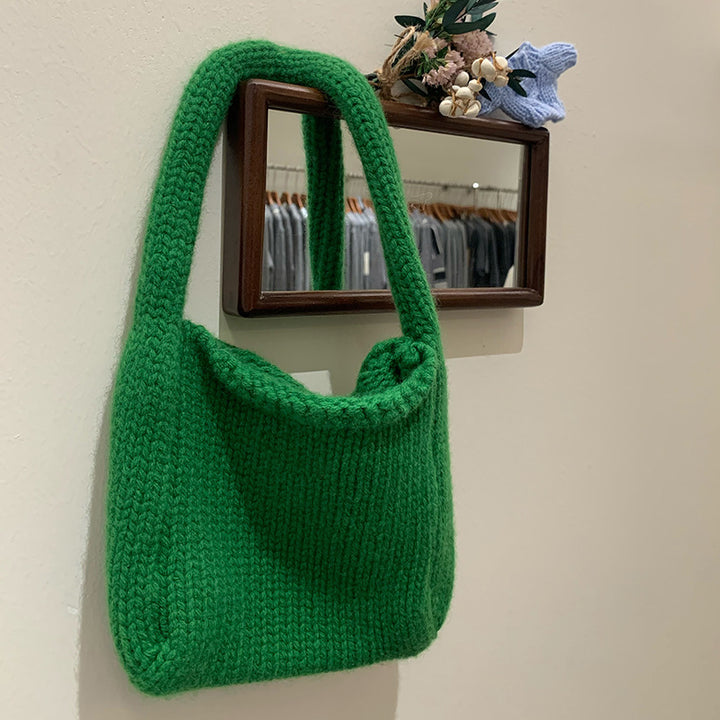 Wool knitted small handbags crocheted thick needle handbags