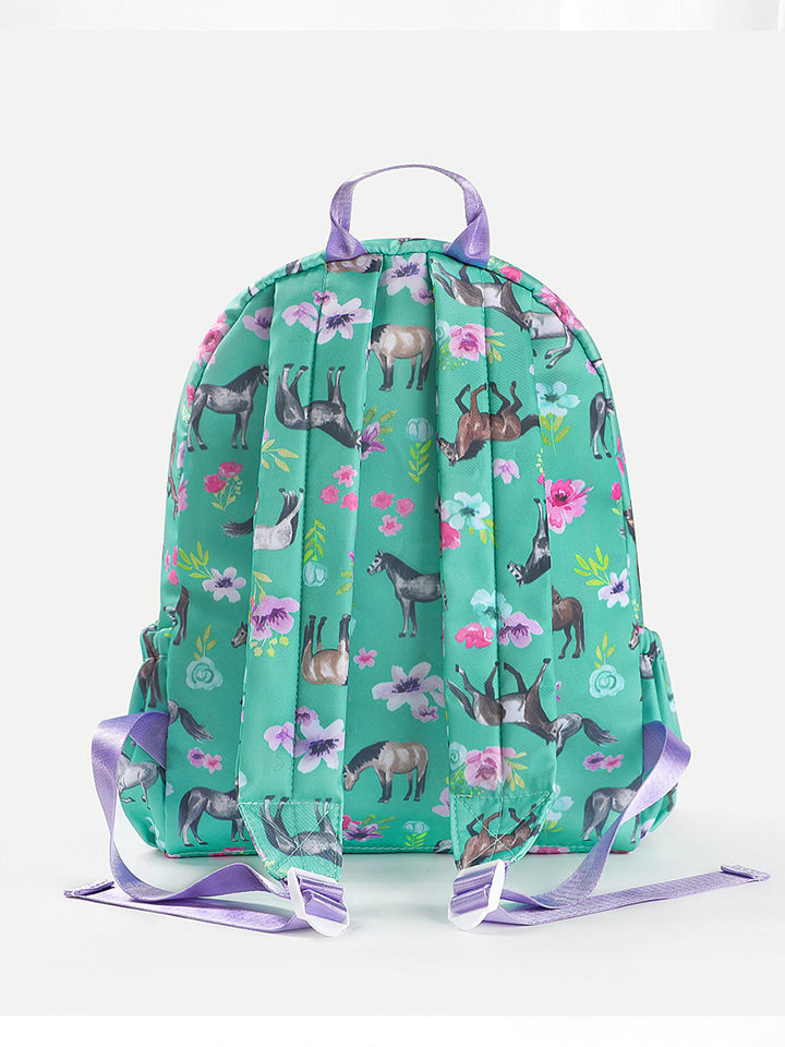 Blue Patchwork Gingham Plaid Ruffle Backpack