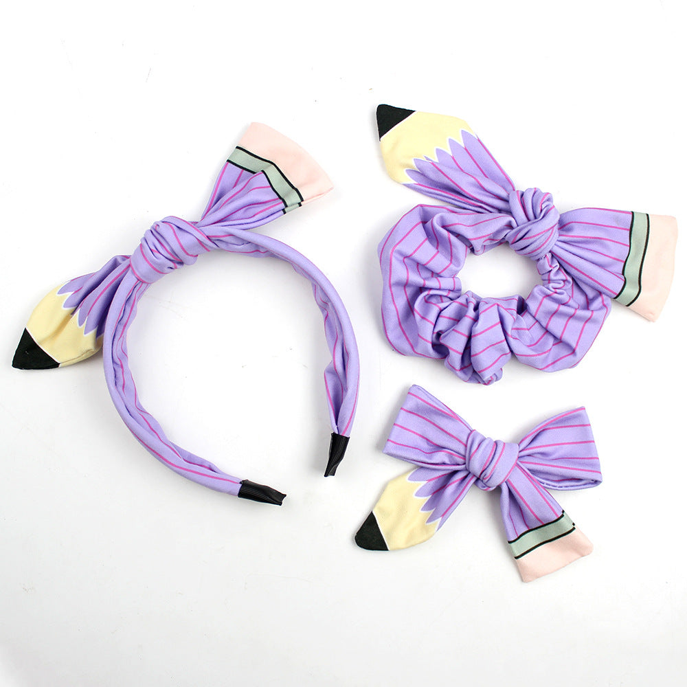 Back to school pencil bow hair accessories 3pcs set