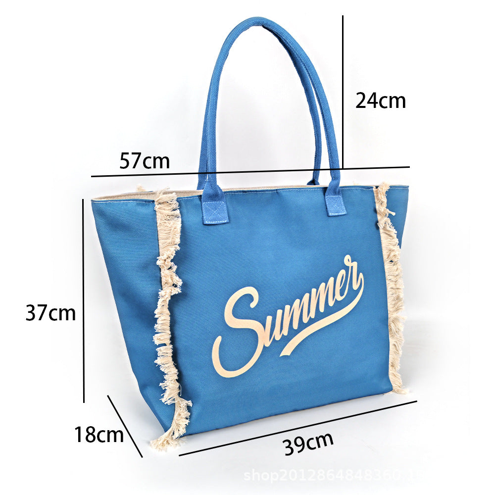 Summer Tassel large-capacity beach tote bag