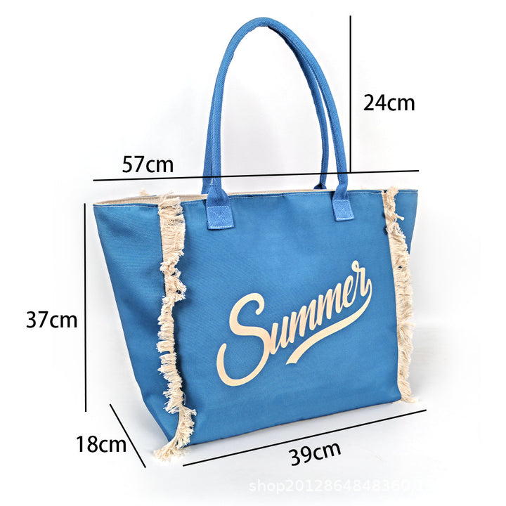 Summer Tassel large-capacity beach tote bag