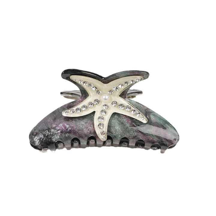 Rhinestone starfish acrylic hair shark clip