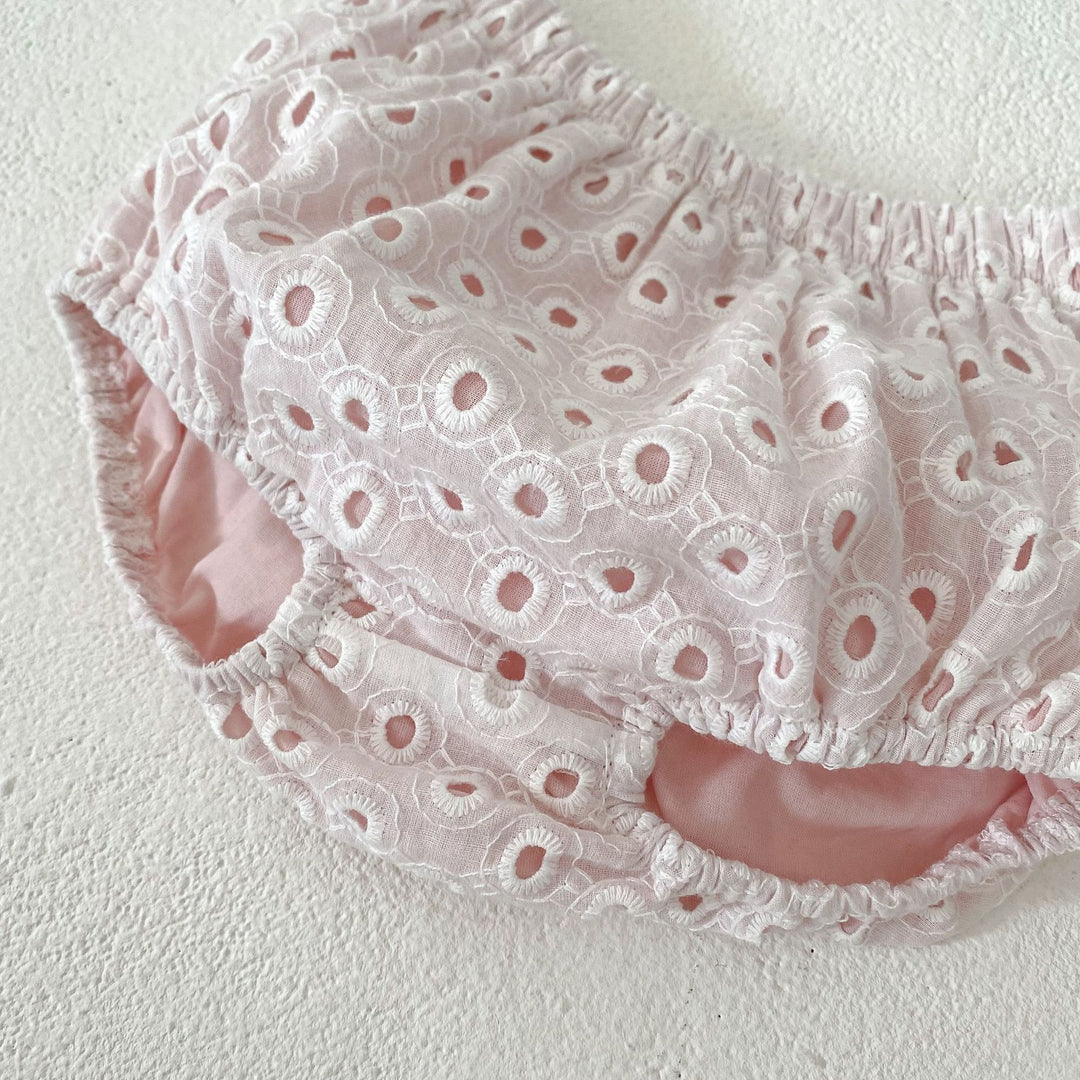 Baby sweet pink cotton romper 2pcs set