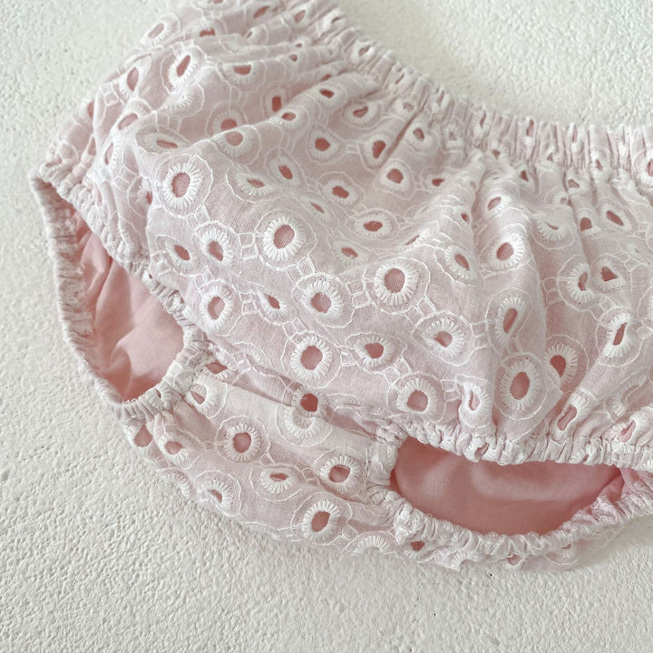 Baby sweet pink cotton romper 2pcs set
