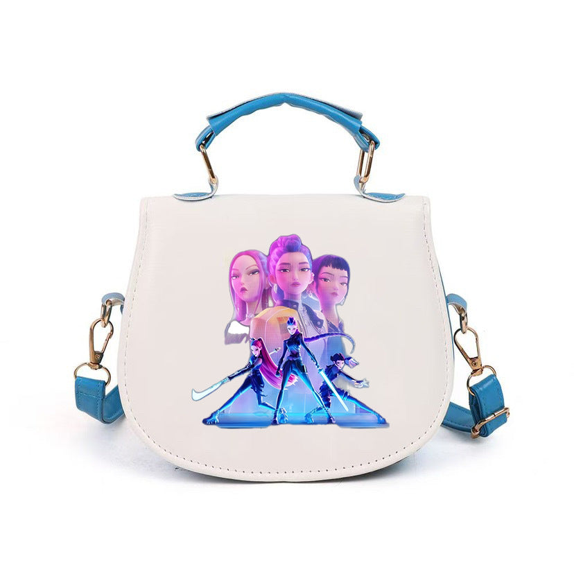 Kpop Demon Hunter small PU handbag shoulder bag-blue