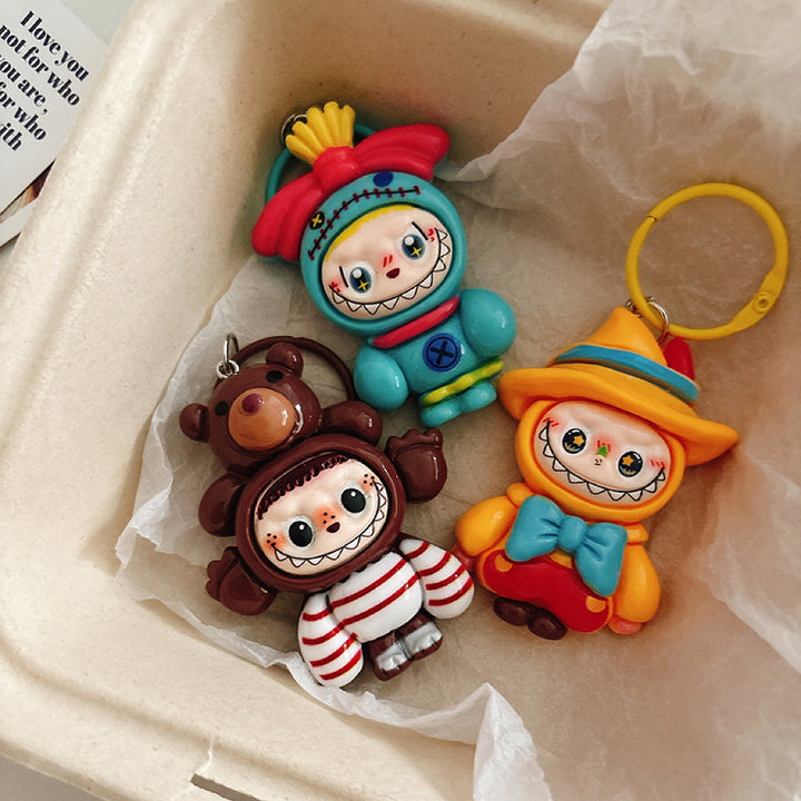 Cross-dressing Labub keychain pendant
