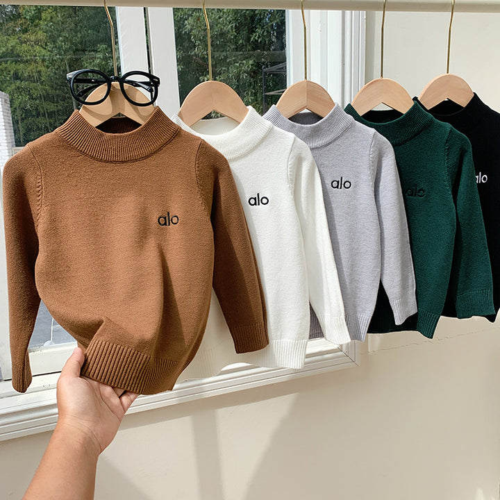 Boys' half turtleneck knitted pullover sweater