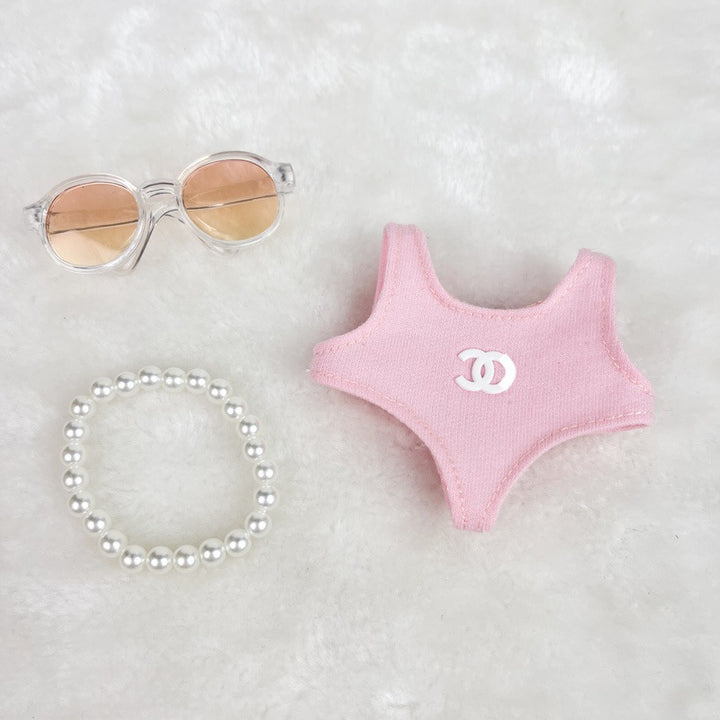 Labubu swimsuit&sunglasses necklace 3pcs set
