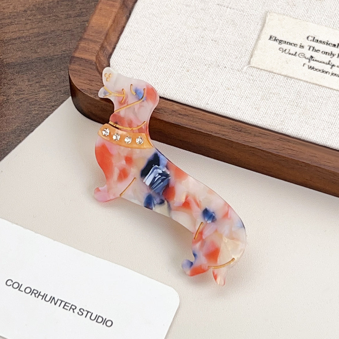 Cute cartoon dachshund hair claw clip Childish hair clip