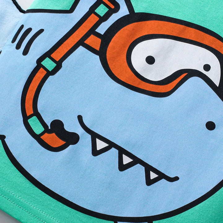 Cute shark printed cotton tee for boys