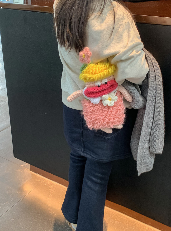 Hand-Crocheted Big Mouth Monster crossbody Bag