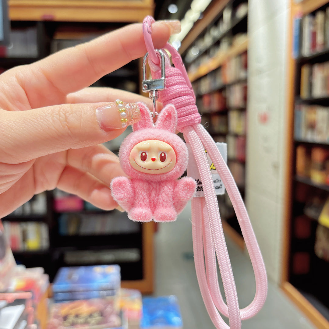 Labubu flocking keychain labubu pendant gift