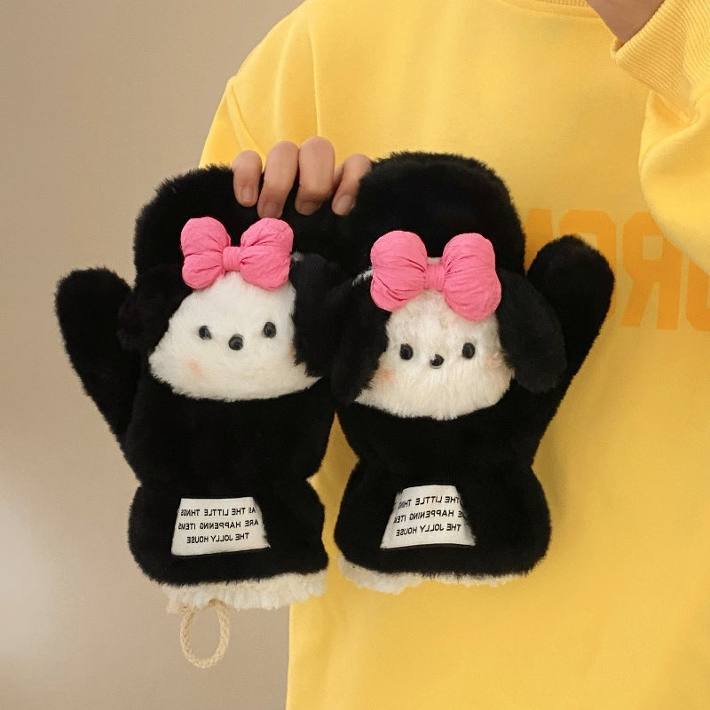 Winter plush thickened gloves for keep warm