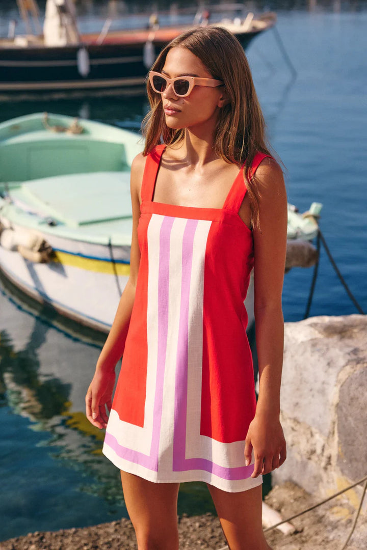 Color Block Square Neck Dress for vacation