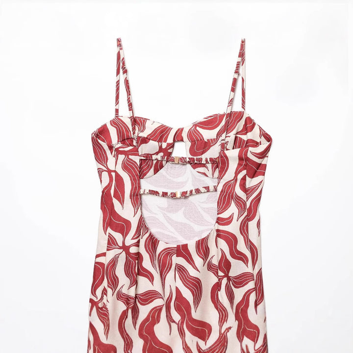 Printed rustic midi dress for summer vacation