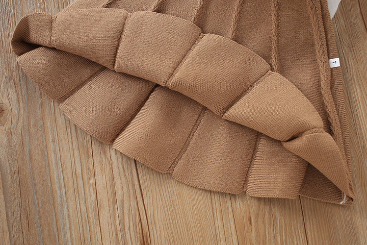 Sweet bowknot knitted sweater&skirt 2pcs set for girls