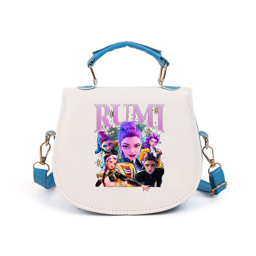 Kpop Demon Hunter small PU handbag shoulder bag-blue