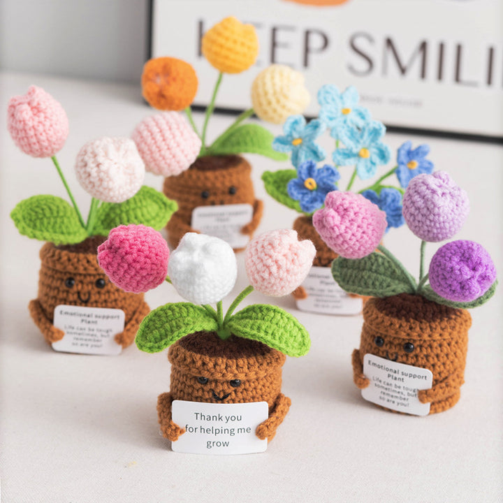 Handmade crochet tulip flower ornaments