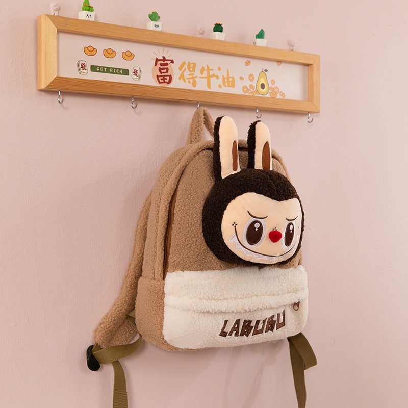 Labubu cartoon plush bag lamb wool labubu backpack