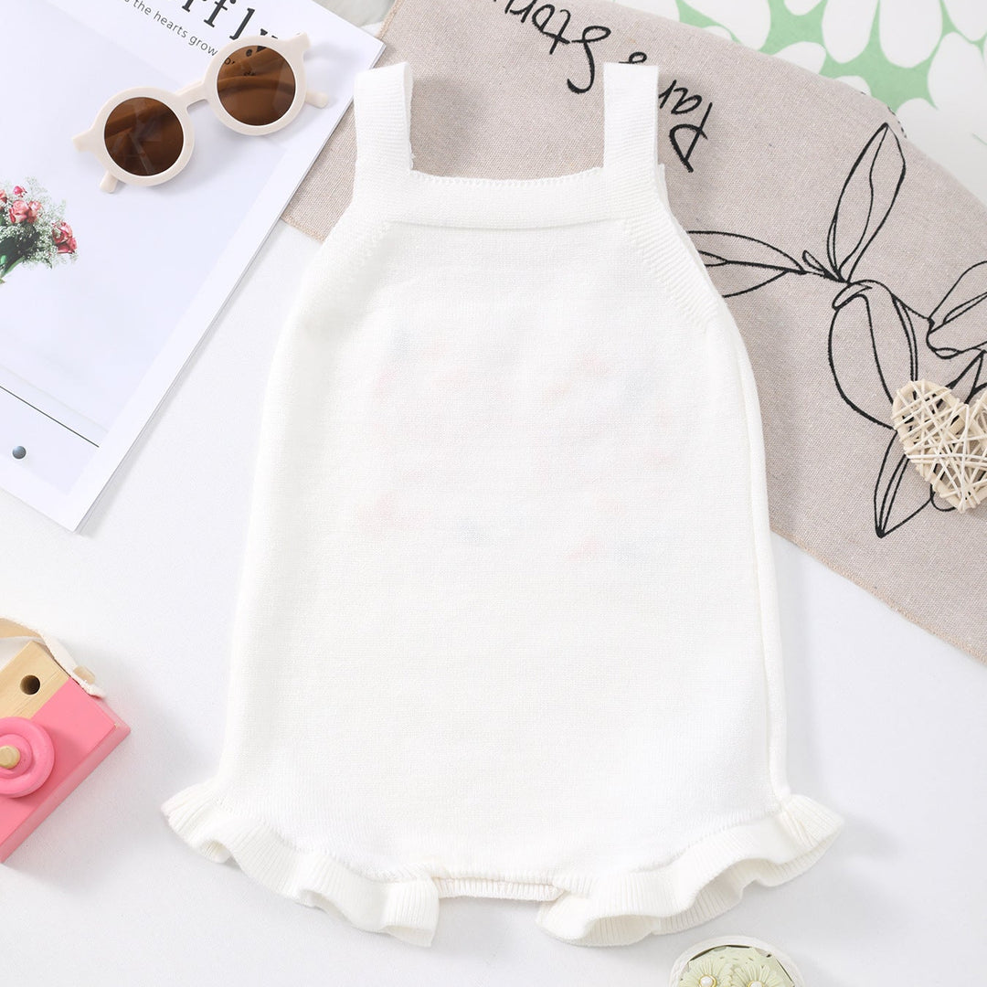 Baby Girl First Birthday One Embroidery Knit Romper
