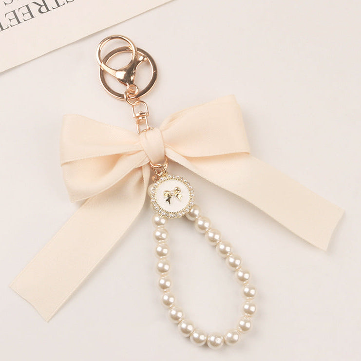 Ribbon bow pearl keychain-mother's day gift