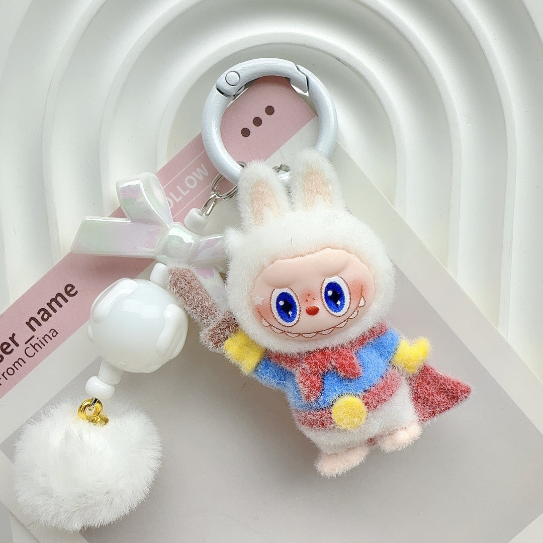 Flocked knight hero cute monster keychain bag charms