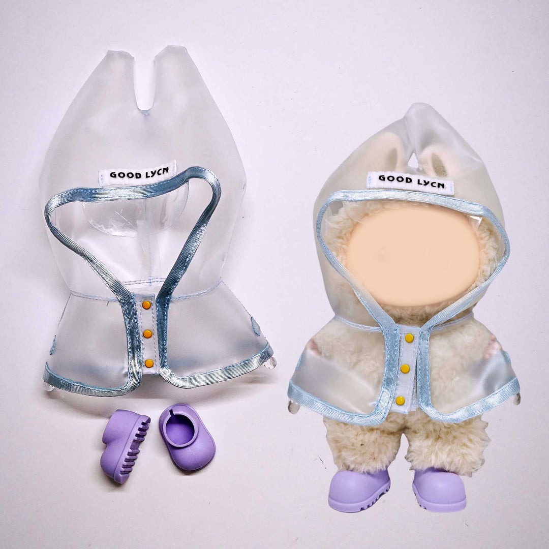 Labubu transparent raincoat&rain boots 2pcs set
