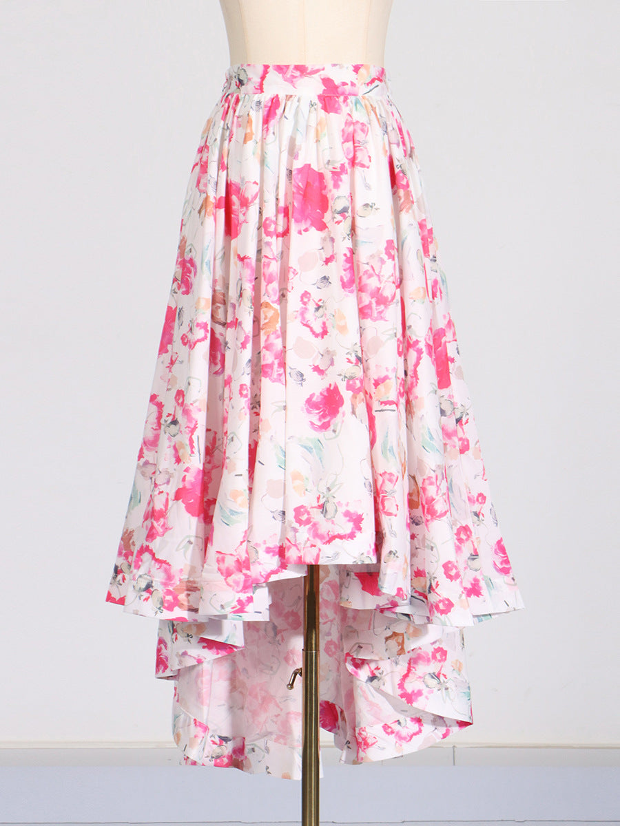 Puff Sleeve crop Top High Waist Swing Skirt Set