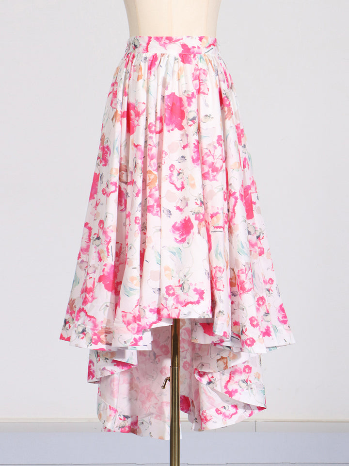 Puff Sleeve crop Top High Waist Swing Skirt Set