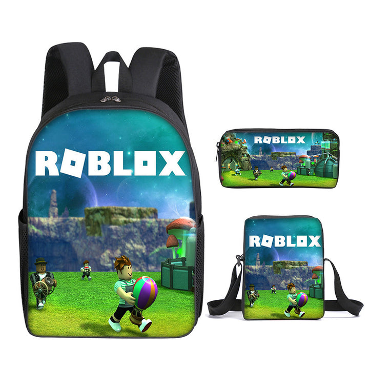 Roblox theme schoolbag students backpack 3pcs set