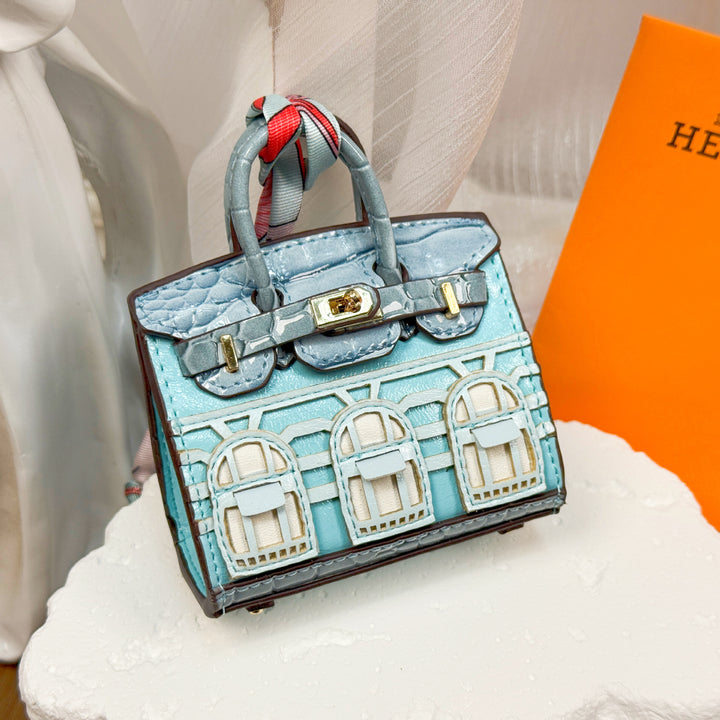 Mini House Bag Charm designer Bag Pendant-Oil wax series