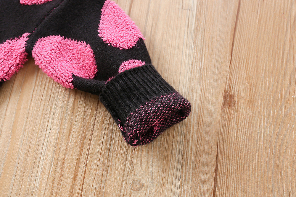 Valentine's love heart Jacquard sweater for girls