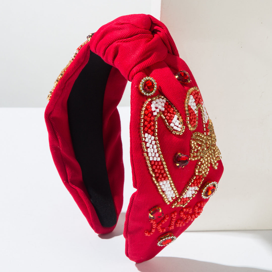 Valentine's day Hand-sewn LOVE heart beaded Headband