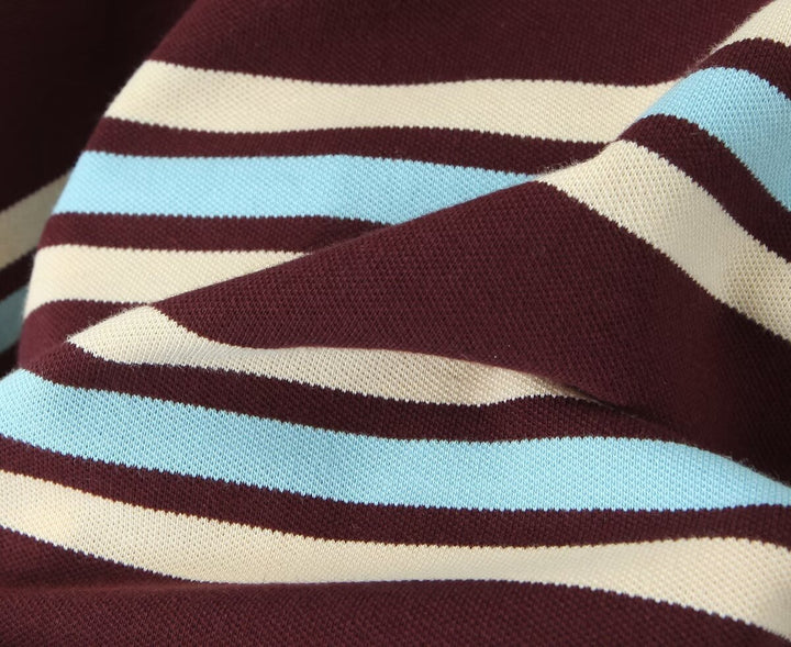 Striped short-sleeved shirt&low-waist pleated skirt